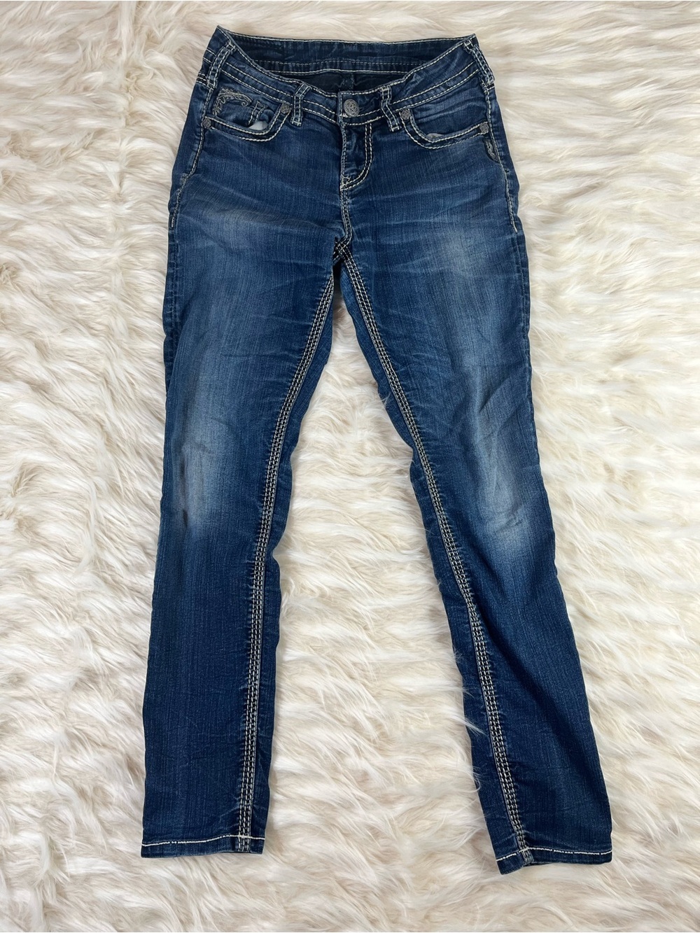 Silver Suki Flap Western Jeans Women's 26x28 Skinny Medium Wash